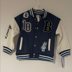 Bluey Bomber Jacket - Blue and White